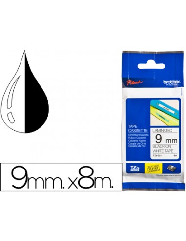 Cinta brother tze221 blanc-negre 9mm...