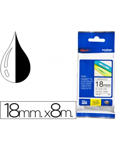 Cinta brother tze241 blanc-negre 18mm...