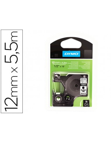 Cinta dymo negre blanc 12mm x 5,5 mt...