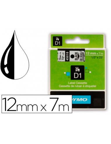 Cinta dymo negre transparent 12mm x7...