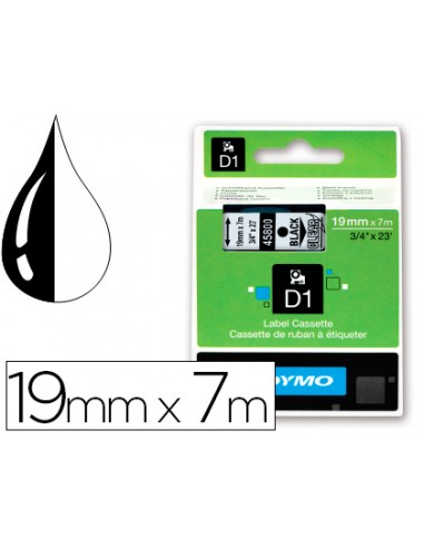 Cinta dymo negre transparent 19mm x 7...