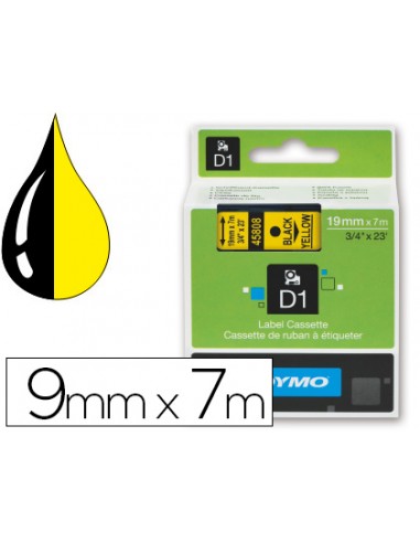 Cinta dymo negre groc 9mm x 7 mt d1