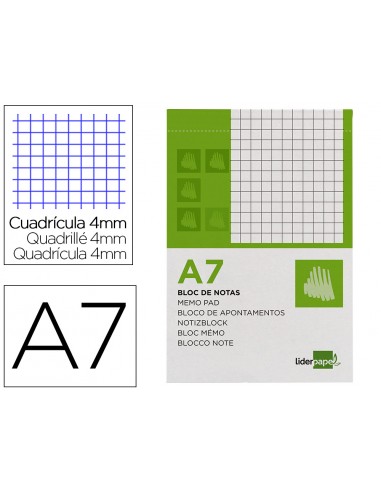 Bloc notes liderpapel quadre 4mm a7...