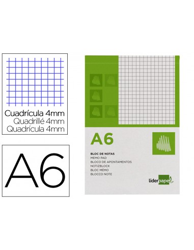 Bloc notes liderpapel quadre 4mm a6...