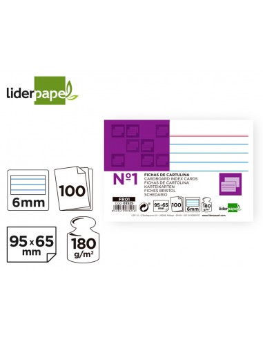 Fitxa liderpapel rayada nº1 65x95 mm...