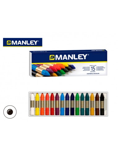 Llapis cera manley caixa de 15 colors...