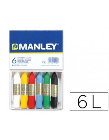 Llapis cera manley caixa de 6 colors...