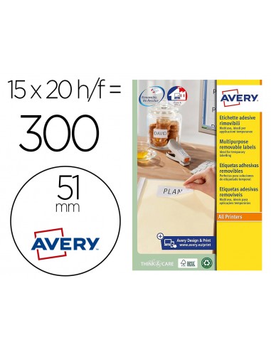 Etiqueta adhesiva avery blanca rodona...