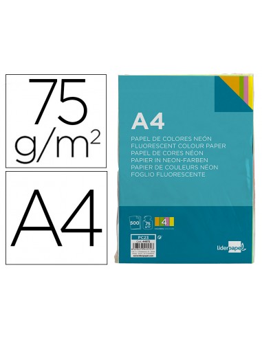 Paper color liderpapel a4 75gr neon 4...