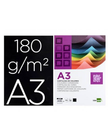 Cartolina liderpapel a3 180g/m2 negre...