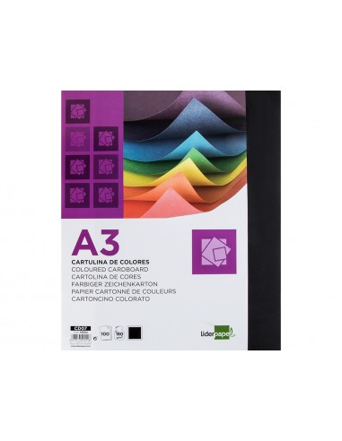 Cartolina liderpapel a3 180g/m2 negre...