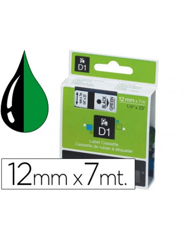 Cinta dymo 1000 negre-verd 12mm x 7mt d1