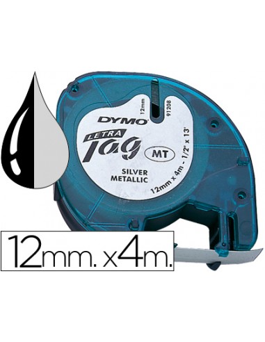 Cinta dymo metalitzada 12mmx4mt...