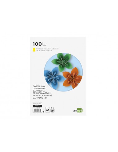 Cartolina liderpapel a4 180g/m2 groc...