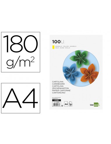 Cartolina liderpapel a4 180g/m2 groc...