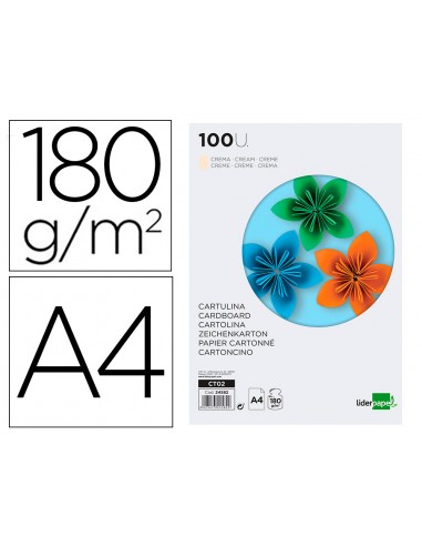 Cartolina liderpapel a4 180g/m2 crema...