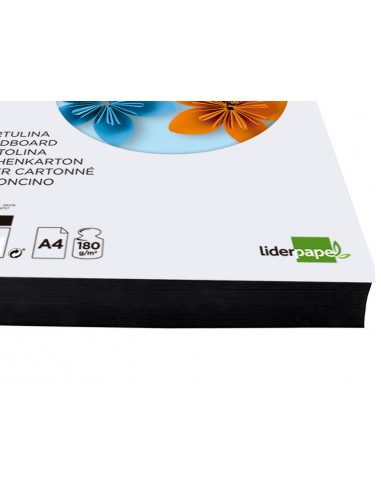 Cartolina liderpapel a4 180g/m2 negre...
