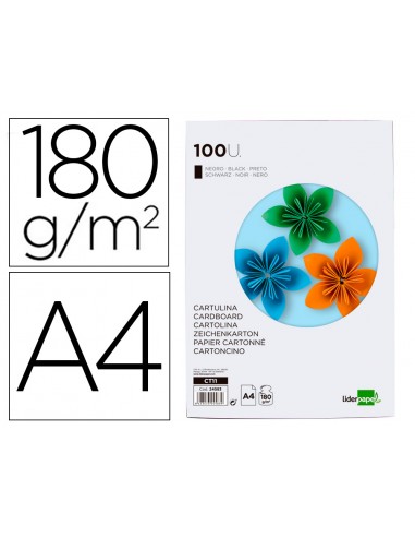 Cartolina liderpapel a4 180g/m2 negre...
