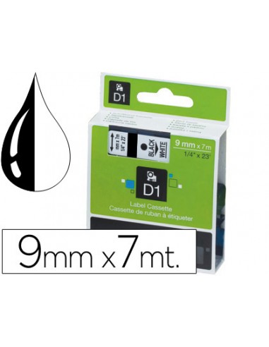 Cinta dymo 1000 9 mm negre-blanc d1