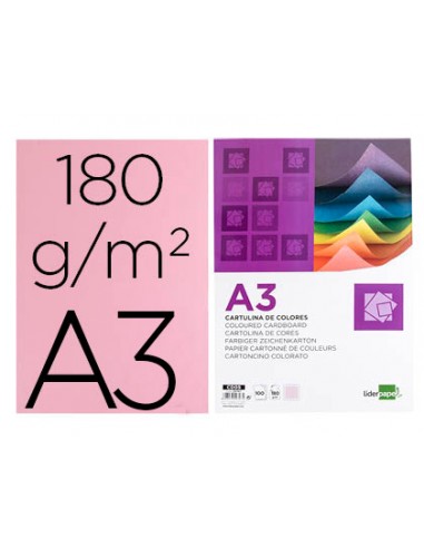 Cartolina liderpapel a3 180g/m2 rosa...