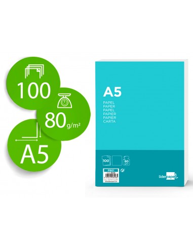 Paper liderpapel a5 80g/m2 llis...