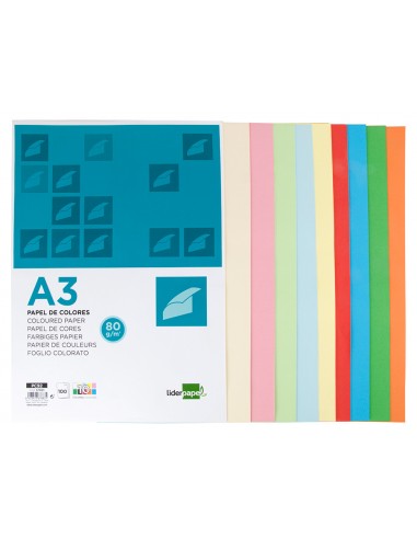 Paper color liderpapel a3 80gr 10...