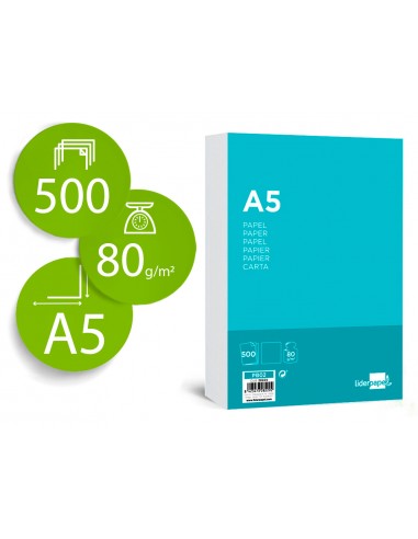 Paper liderpapel a5 80g/m2 llis...