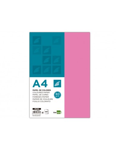 Paper color liderpapel a4 80gr rosa...