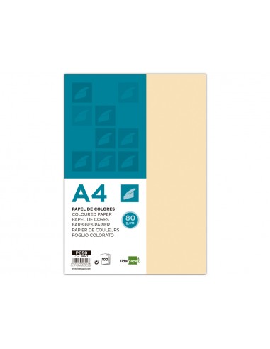 Paper color liderpapel a4 80gr crema...