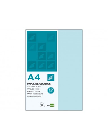 Paper color liderpapel a4 80gr celest...