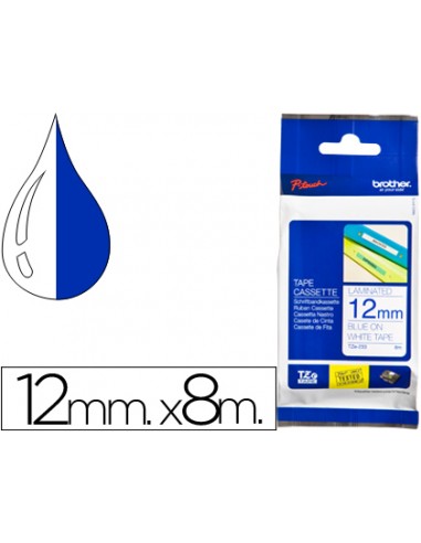 Cinta brother tze233 blanco-azul 12mm...