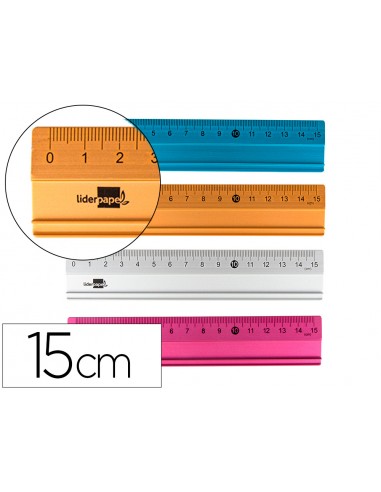 Regla liderpapel 15 cm alumini colors...
