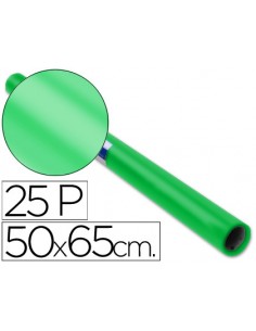 Papel charol verde rollo 25...